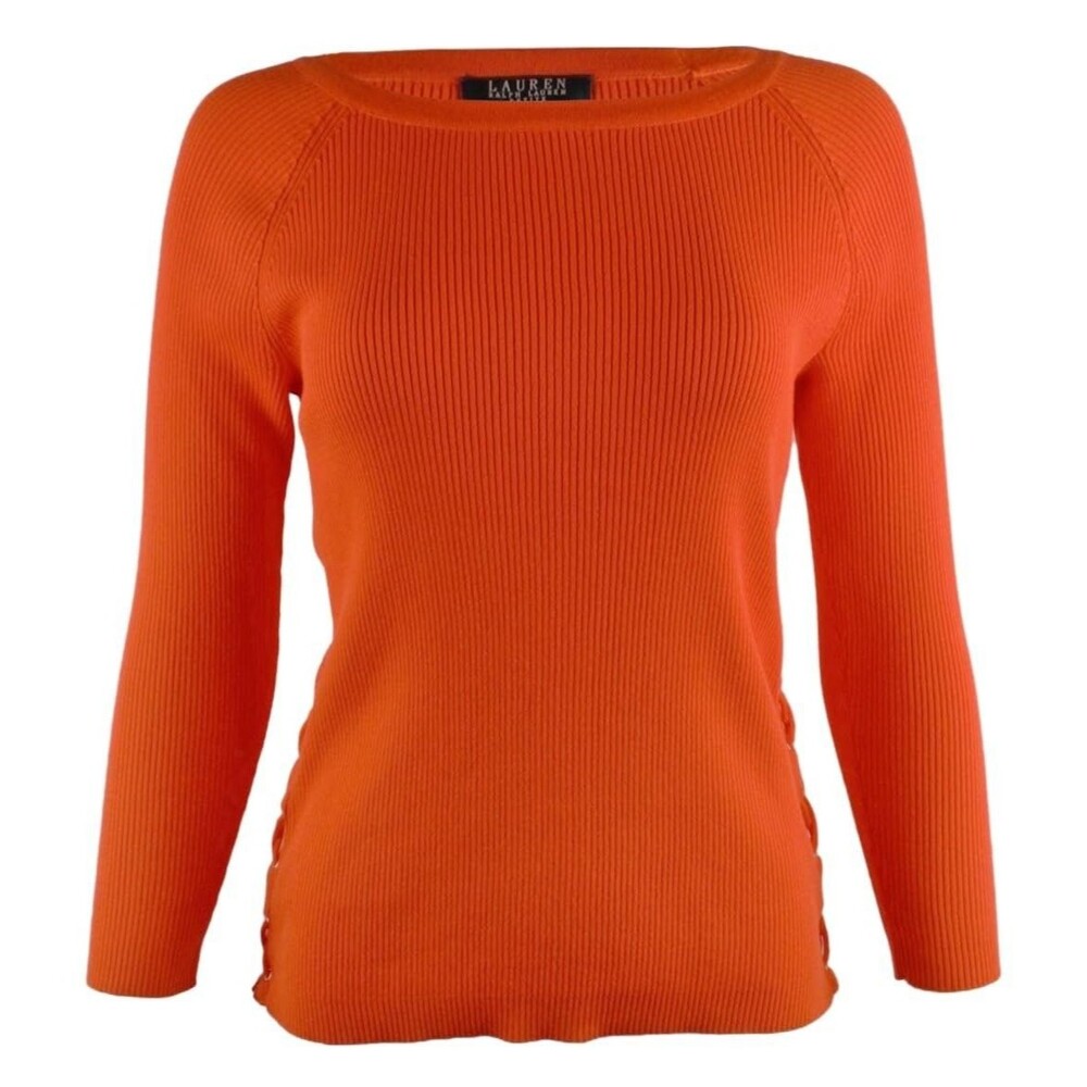 Lauren Ralph Lauren womens Lace Up Sides Ribbed Sweater